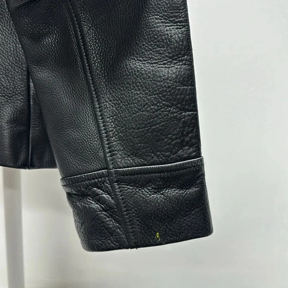 The Territory Ahead 100% Leather Jacket Coat Collared Button Down Black Small - Picture 4 of 12